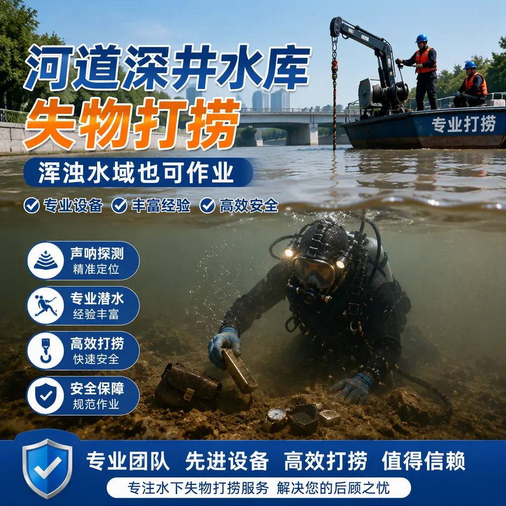 河道深井水库失物打捞，浑浊水域也可作业荔浦