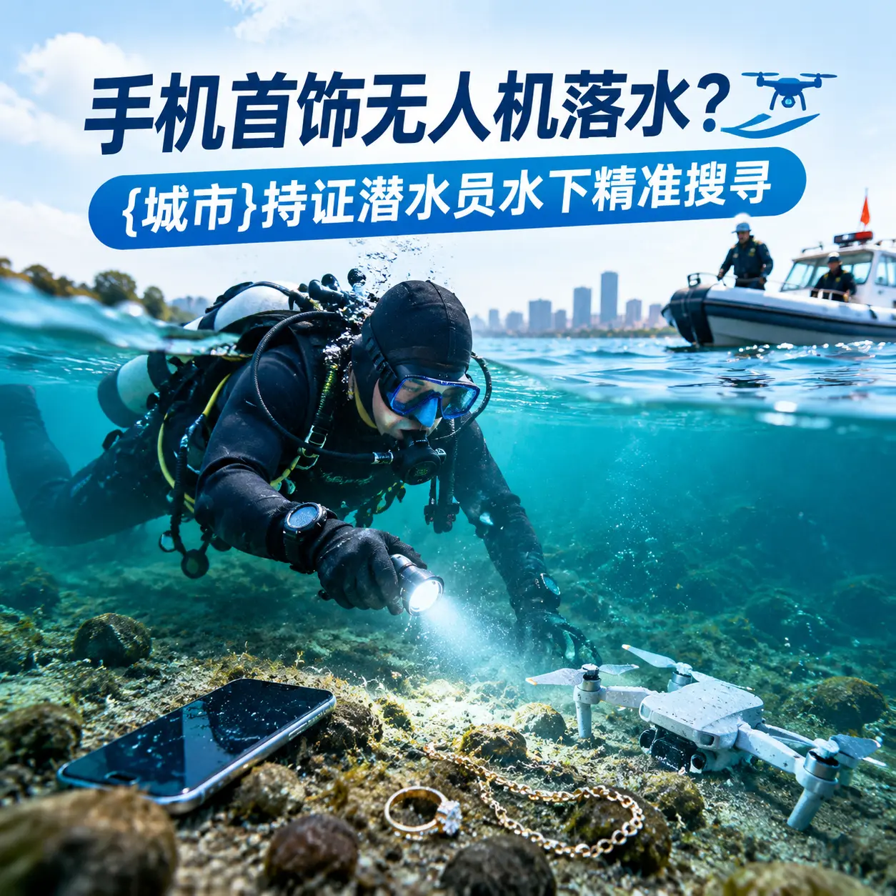 手机首饰无人机落水？荔浦持证潜水员水下精准搜寻